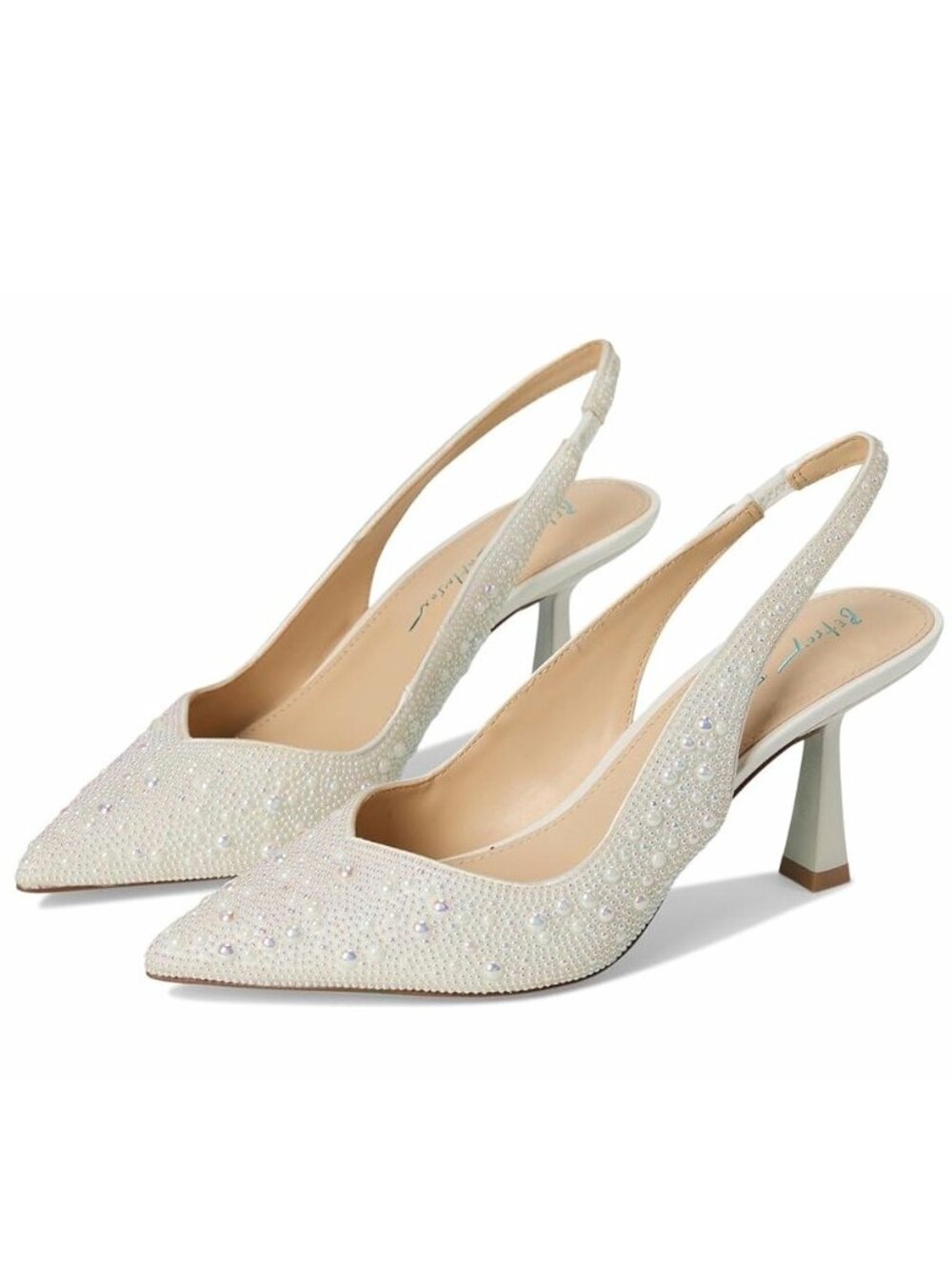 Betsey Johnson Blue by Betsey Johnson Clark Iridescent Pearl Slingback Pumps 11W
